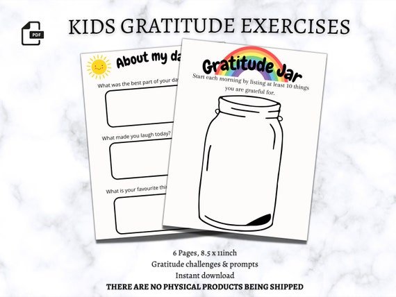 kids printable gratitude exercises downloadable worksheets etsy