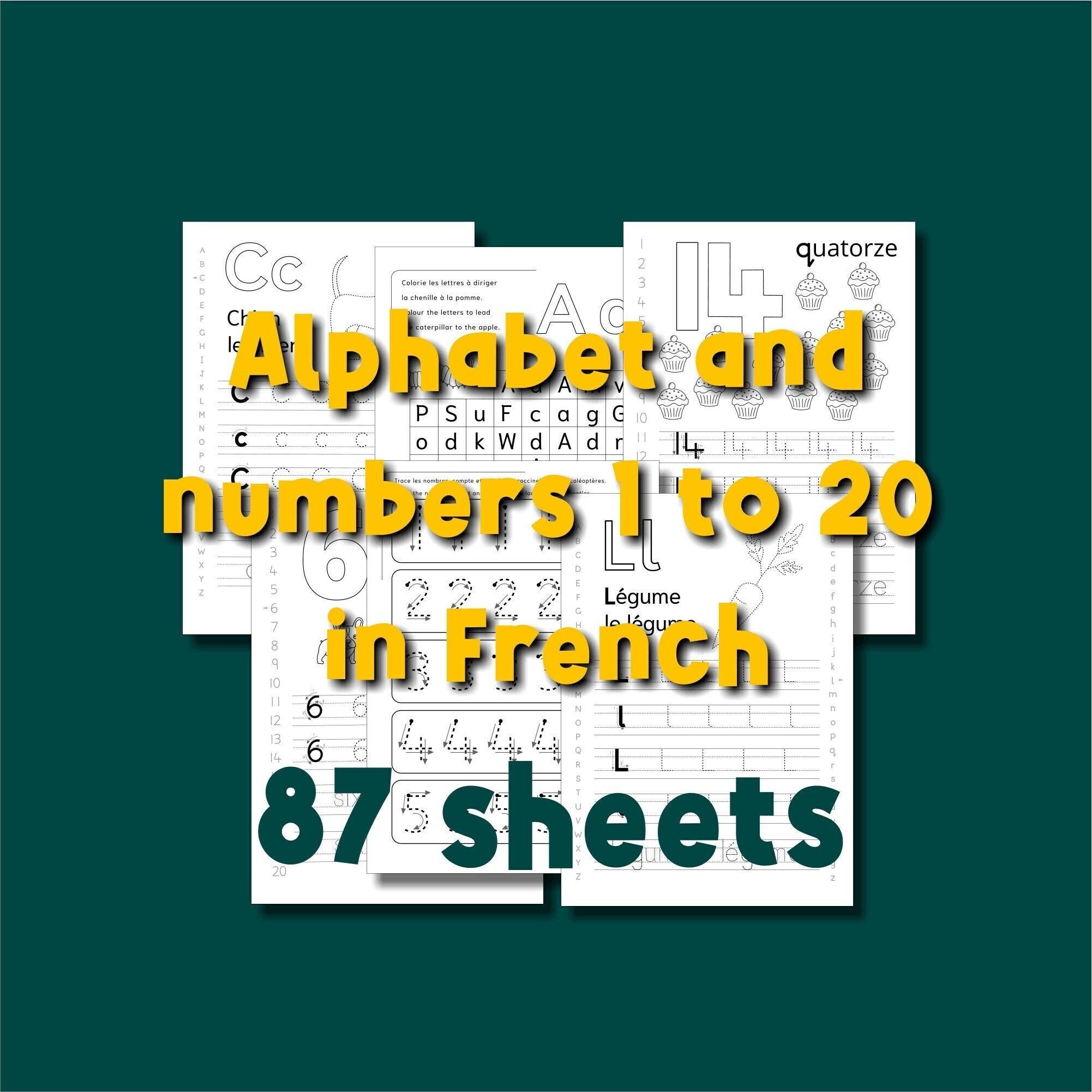 worksheets in french french abc and numbers french for kids etsy