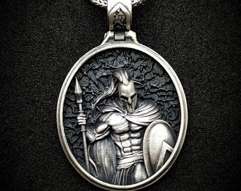 Spartan Silver Handmade Pendant, 300 Spartans, Warrior Patriotic Pendant, Gift for men, Army Medallion