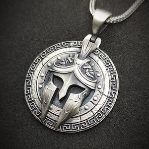 Spartan Helmet Silver Handmade Pendant, Spartan Silver necklace, Military, Sport, Athletic Gift for Men, Leonidas head, Roman spartan