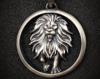 Lejon Silver Zodiac Halsband, Lejon Horoskop Hänge, Astrologi Gåva för Män Kvinnor, Julklapp