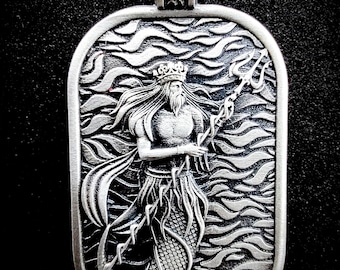 Poseidon Silver Handmade Pendant, Marine Necklace Gift for men, Navy Mythology Greek pendant, Christmas Valentine Day&#39;s Gift