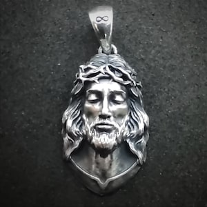 Jesus Silver Handmade Pendant, Small Jesus Head Necklaces, Jesus Christ Pendants, Religious Thanksgiving gift