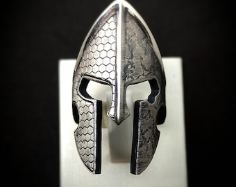 Handmade Sterling Silver Spartan Helmet Ring, Gladiator Warrior
