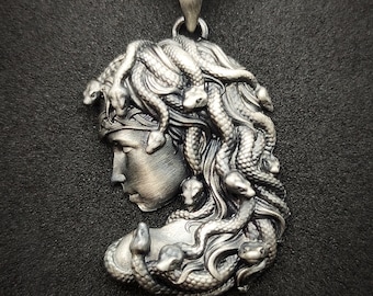 Medusa Silver Handmade Pendant, Christmas Gift Necklace, Greek Gorgon  Medusa Snake jewelry, Greek mythology charm, Mommy Gift