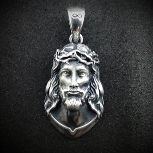 Jesus Silver Handmade Pendant, Religious Jewelry, Small Jesus Head Necklaces, Jesus Christ Pendants,