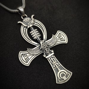 Egyptian Ankh Pendant Handmade Silver Ankh Necklace, ankh jewelry, religious, Greek cross mythology gift, Christmas, Valentine Day&#39;s Gift