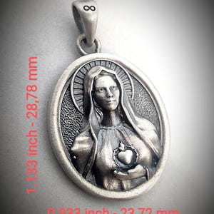 Sacred Heart Virgin Mary Silver Handmade Pendant, Christian Holy Mother Necklace, Religious Thanksgiving Christmas Charm, Mommy Gift