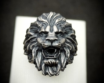 Sterling Silver Lion Ring, Handmade Men's Jewelry, Leo Zodiac