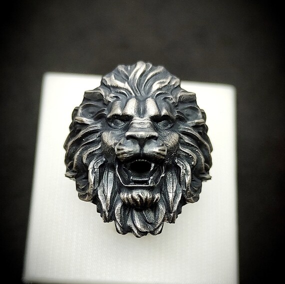 Lion Ring Silver Lion Handmade Ring Men Jewelry Lion With Mane Leo Zodiac Ring Animal Ring Gift for Men Etsy