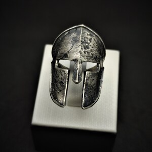 Spartan Helmet Silver Handmade Ring, Silver Spartan  Men Gift Ring, 300 Spartan Warrior Ring, Christmas Gift for him