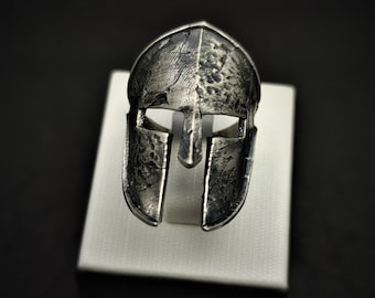 Handmade Sterling Silver Spartan Helmet Ring, Warrior Gift