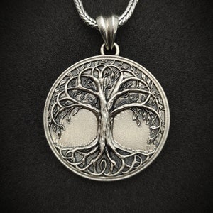 Tree Of Life Silver Handmade Pendant, Large Yggdrasil necklace, Lifecycle of the Nature, Mythology Spiritual Valentine Day&#39;s, Mommy Gift