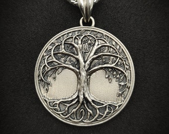 Tree Of Life Silver Handmade Pendant, Yggdrasil necklace,  Lifecycle of the Nature, Mythology Spiritual Valentine Day's Gift, Viking pendant