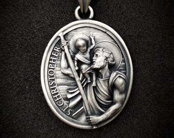 Collana Di San Cristoforo, 24 Mm, Medaglia In Argento Sterling 925, Medaglia Religiosa Per Uomo, Regalo Per Viaggiatori, Regalo Per Lui - Italia