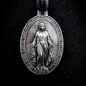 Virgin Mary Large Necklace, Protective Pendant, Miraculous Holy Mother Charm, Religious Thanksgiving , Catholic Pendant, Mommy Gift