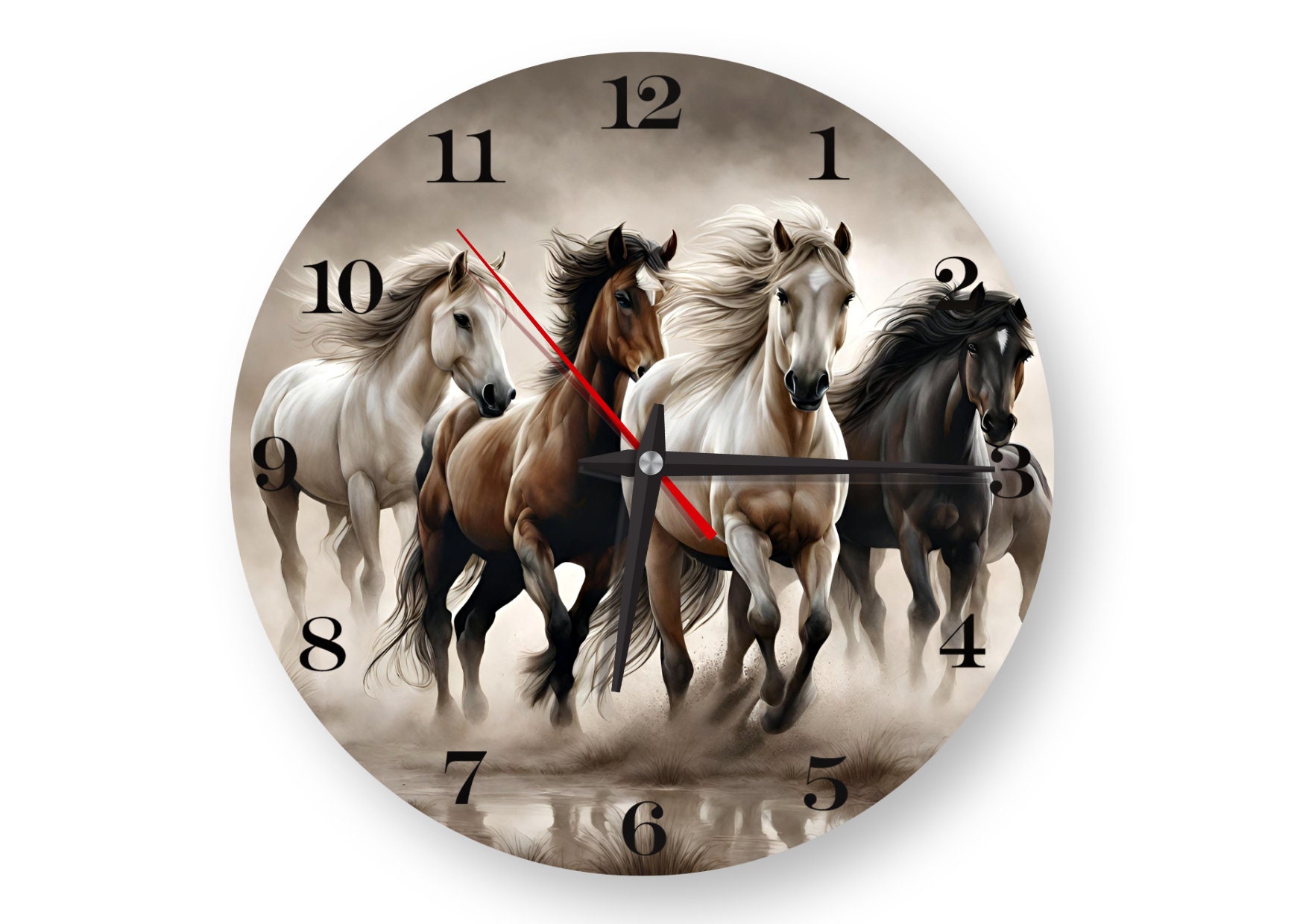 Wilde Pferde Wanduhr: Silent Western Kinderzimmer Dekor