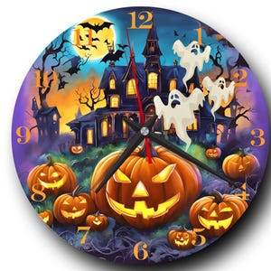 Halloween Wall Clock ,3D effect Ghostly  Halloween Large and Silent Decoration