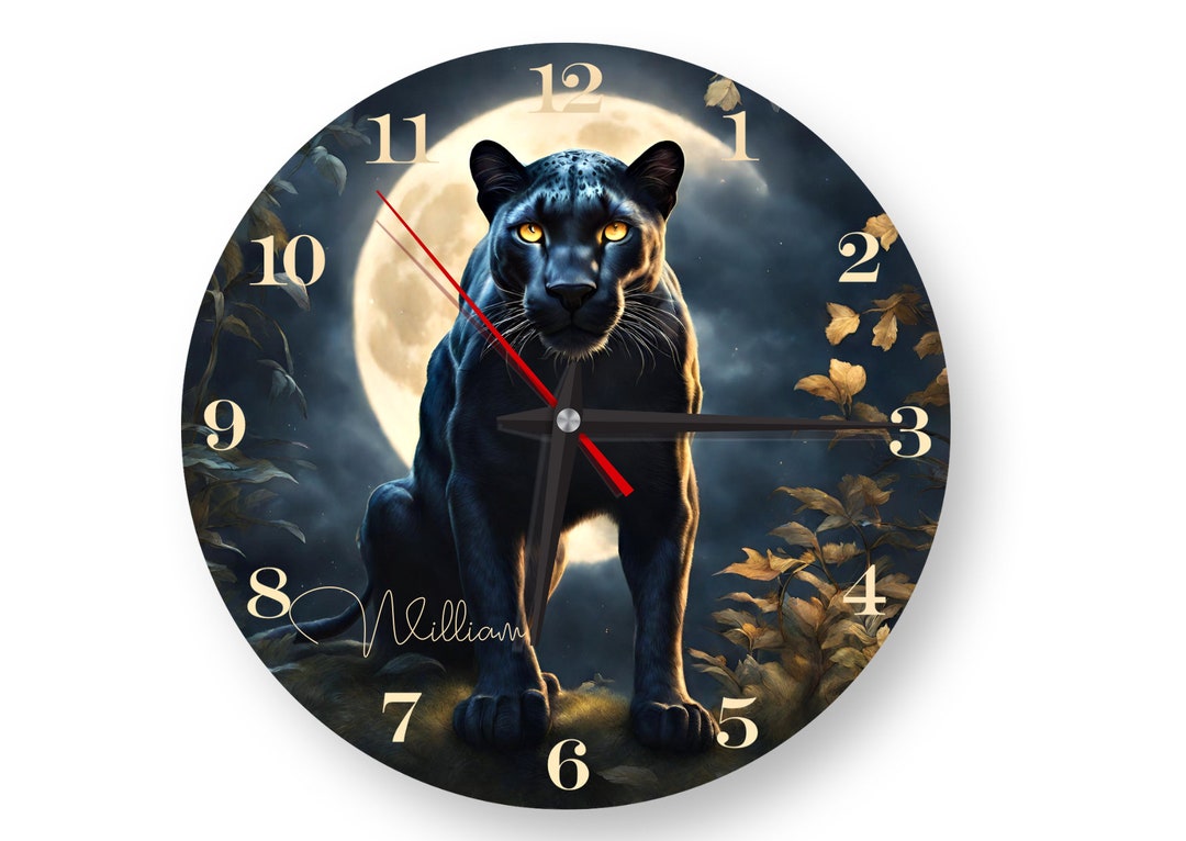 Black Panther Wall Clock , Silent Wall Clock , Home Decoration , Housewarming Gift, Unique Gift