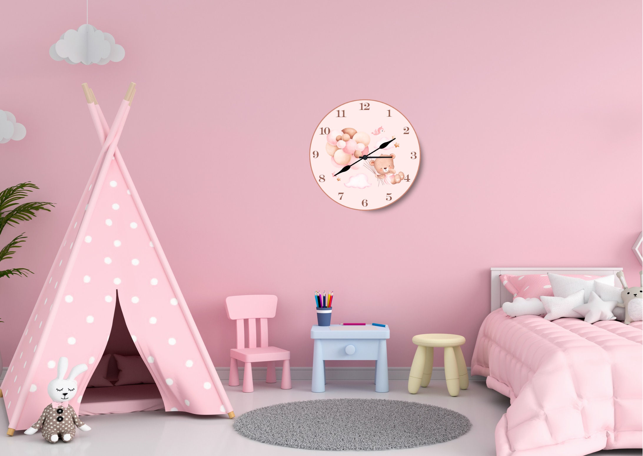 Cute Wall Clock for Little Girls Kids Clock Baby Clock Etsy