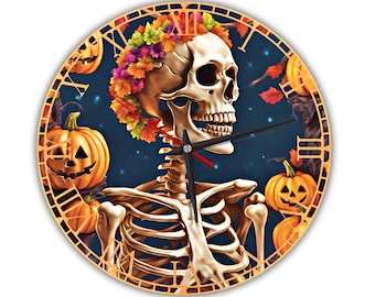 Skelett Halloween Wanduhr: Gruseliges Stilles Dekor