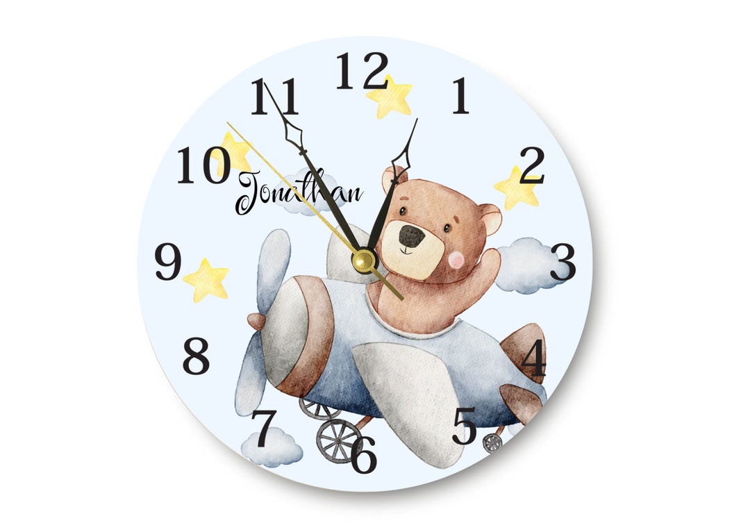 Baby Wall Clock Cute Teddy Bear Wall Clock With Personalized - Etsy
