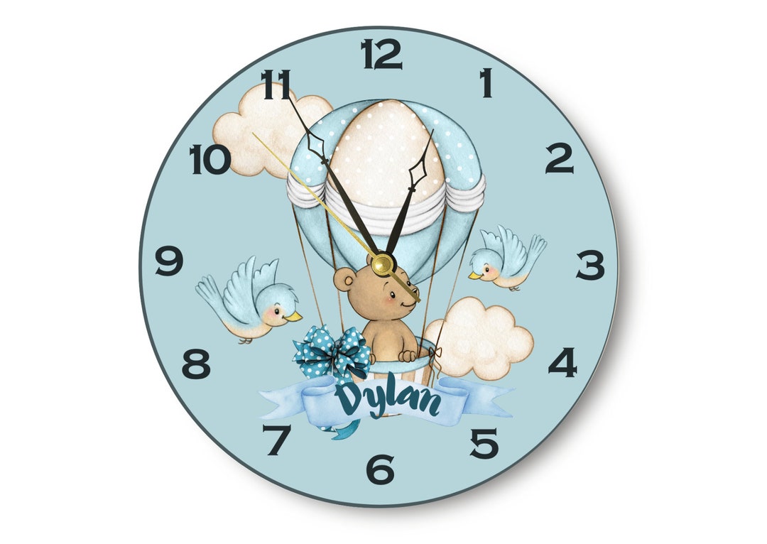 Baby Wall Clock Cute Teddy Bear Wall Clock With Personalized Etsy