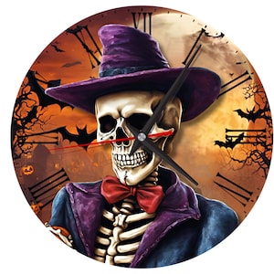 Halloween Wall Clock -Skeleton Wall Clock -Spooky decoration
