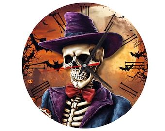 Skelett Halloween Wanduhr: Gruseliges Stilles Dekor