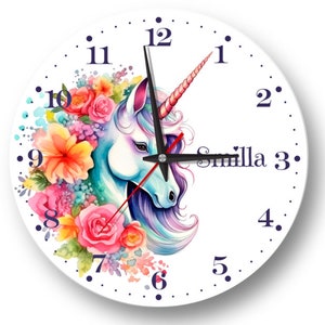 Einhorn Wanduhr: Mädchen Kinderzimmer Dekor