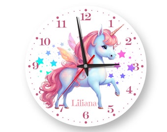 CustomPink Unicorn Personalized Wall Clock, Kids Wall Clock , Childrens Wall Clock Christening gift, Nursery wall clock, Girls Wall Clock ,