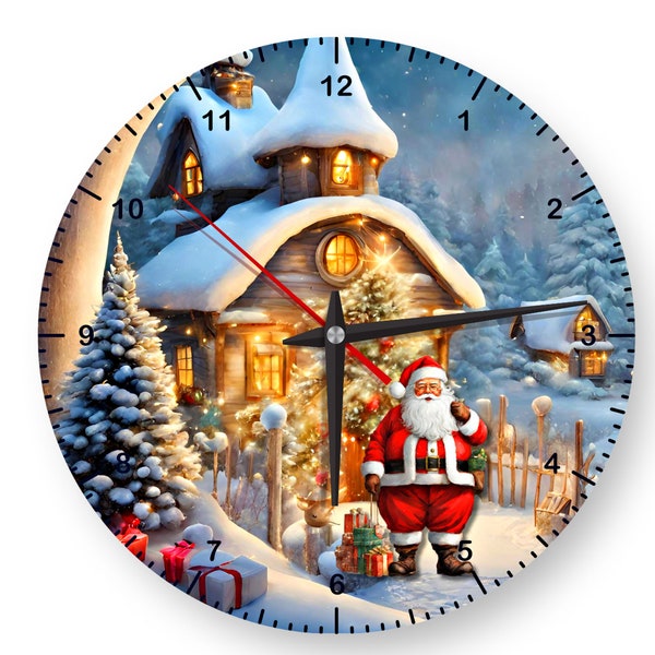 Christmas Extra Large 3D effect wooden wall clock, Christmas decoration, Living room decoration for Christmas, Unique Christmas decoration