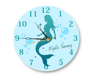 Mermaid Wall Clock for Girls, Unique Wall Clock, Handmade with Personalized Name, Christening Gift, Large Wall Clock, Nursery Wall Clock