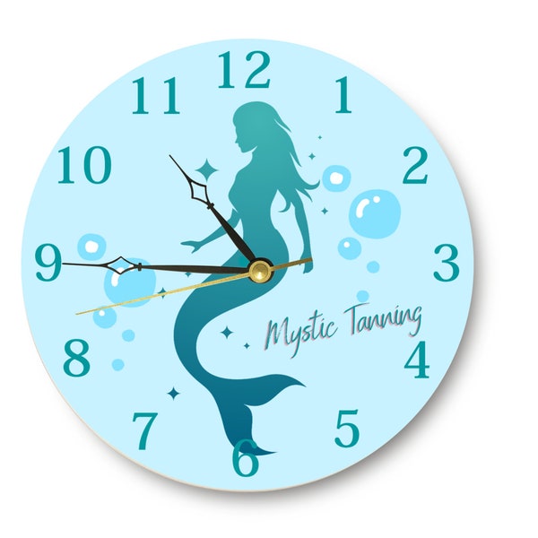 Mermaid Wall Clock for Girls, Unique Wall Clock, Handmade with Personalized Name, Christening Gift, Large Wall Clock, Nursery Wall Clock