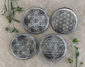 Aimant | ensembles | géométrie sacrée | boutons | aimant de réfrigérateur | liège | Fleur de Vie | graine de vie | Sri Yantra | Métatron