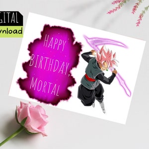 Printable Super Saiyan Rose Goku Black Birthday card