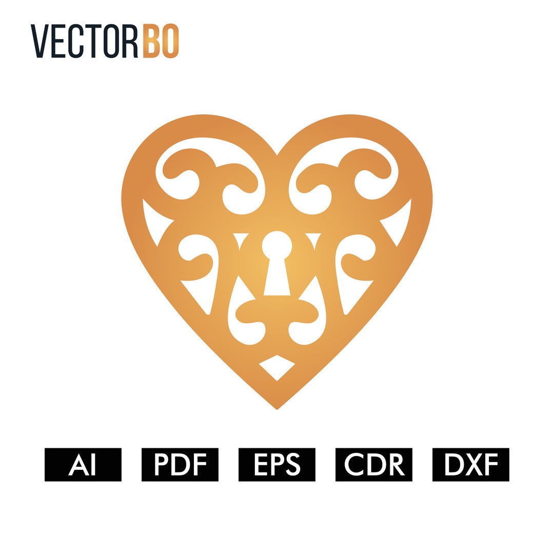 Heart Cut File, Heart Cdr, Decorative Heart Vector, Heart Laser Cut ...