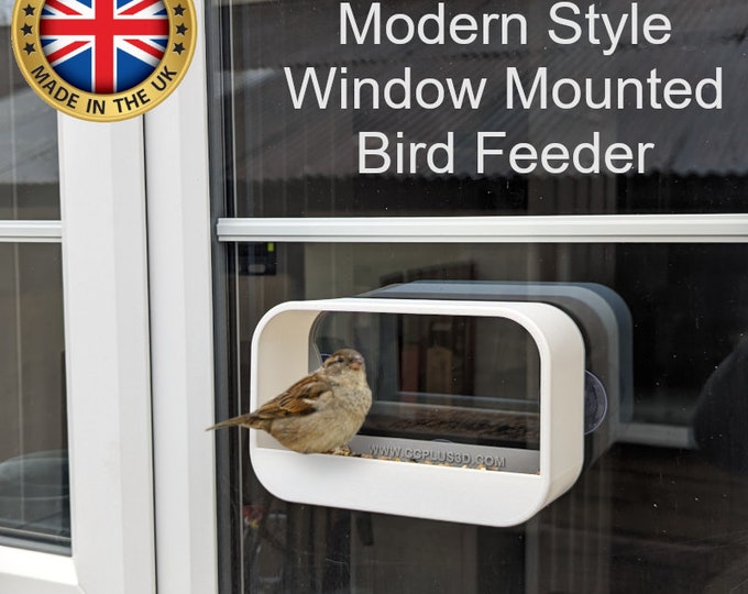 Modern style glass window mounted bird Feeder station with strong suction pads