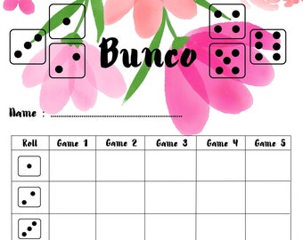Bunco Printable Cards, Summer Bunco Printable Cards, PDF Download 8.5x11