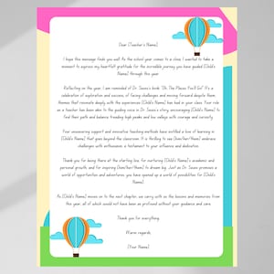 Carta de maestro editable para Oh, los lugares a los que irás, Oh, los lugares a los que irás Tarjeta de instrucciones para maestros, descarga instantánea