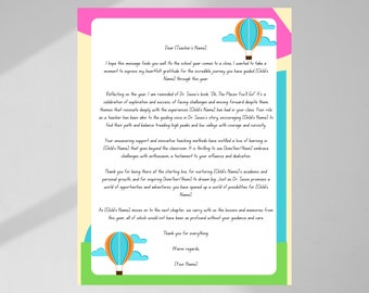 Editable Teacher Letter for Oh the Places You'll Go, Oh The Places You'll Go Instruction Card for Teachers, Instant Download