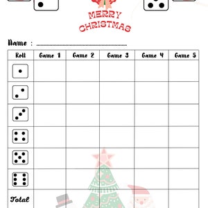 Bunco Printable Cards, Christmas Bunco Printable Cards,merry Christmas ...