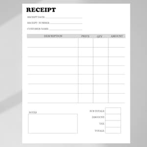 Simple Printable Receipt Form,Small Business Receipt,Sales Receipt