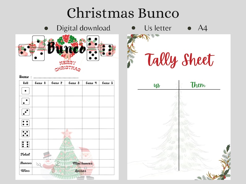 Bunco Printable Cards, Christmas Bunco Printable Cards,merry Christmas ...