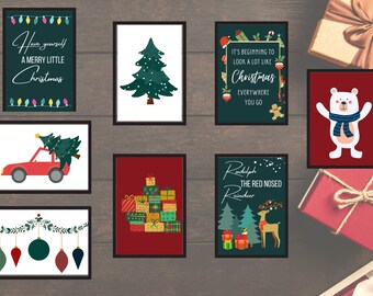 Christmas printable wall art set of 8 prints, Christmas artwork, Christmas printable decoration, home decor , Christmas home gifts