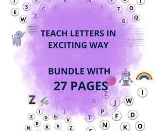 Alphabet worksheet for kids, learn abc in intersting way, writing,learning, toddlers, quality time for kids, bundle, digital file,reading