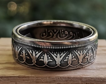 Egyptian Silver Coin Ring // Unique Personalized Custom Handmade Antique Vintage Elegant Statement Boho Best Seller Man Coin Ring