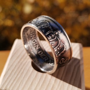 Nederlandse gouden ring met zilveren munt // ring handgemaakte sieraden persoonlijke aangepaste ring cadeau voor vriend voor hem haar wereld muntenverzamelaar bestseller