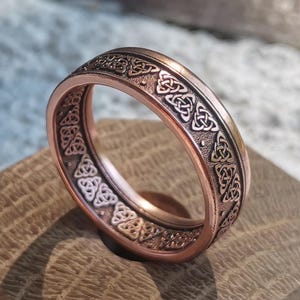 Keltische knoop koperen muntring//Viking ring krijger sieraden Keltische ring heidense sieraden Noorse mythologie bestseller man cadeau vriend voor hem