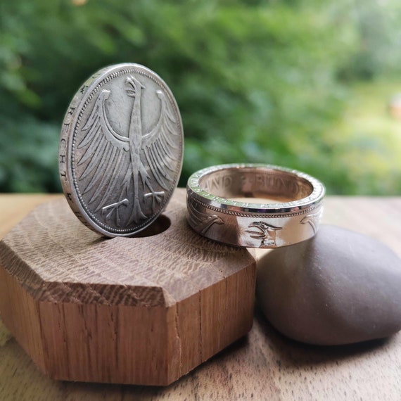 German Eagle Silver Coin Ring // Unique Handmade Jewelry Personal